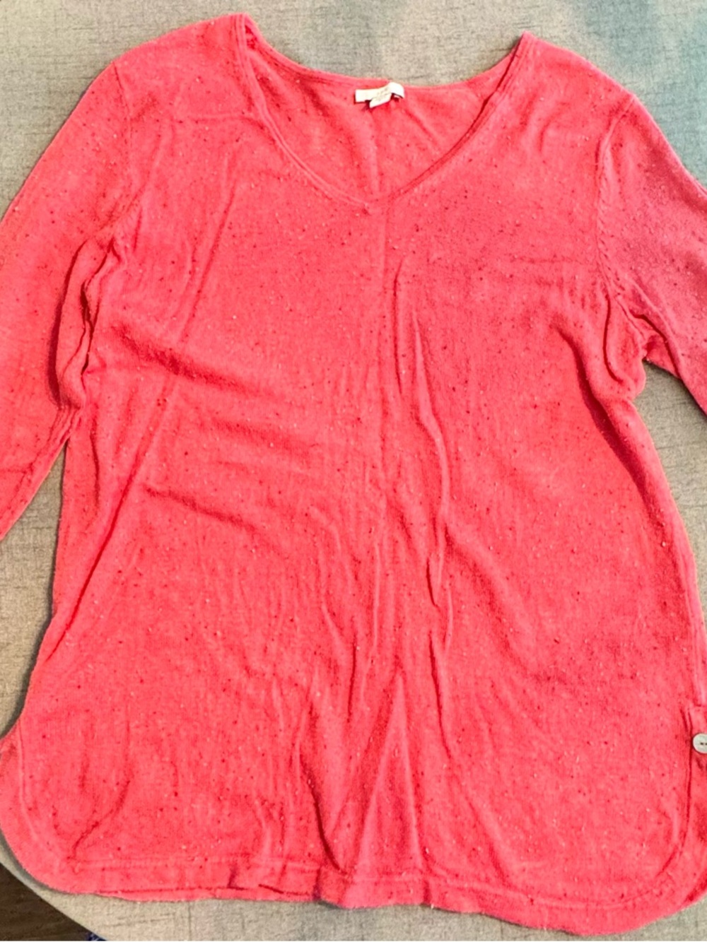 J. Jill Coral-Pink V-Neck Lightweight Sweater